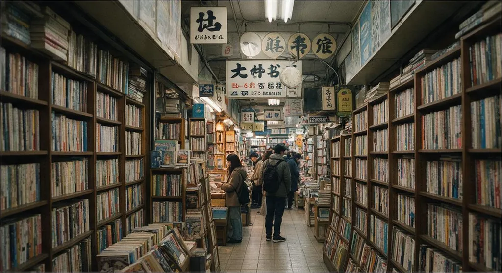 A bookshop street in Jimbocho, cinematic street photography