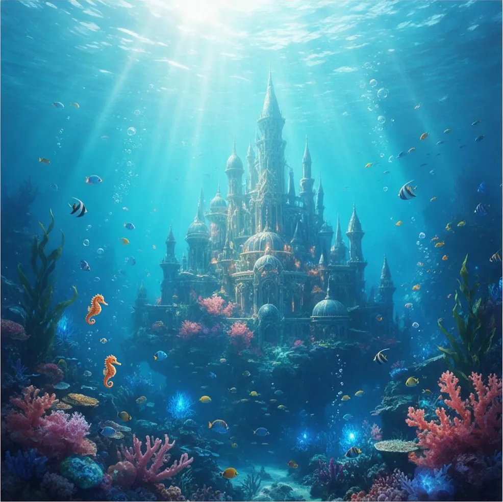An underwater kingdom, epic fantasy digital painting, cinematic light