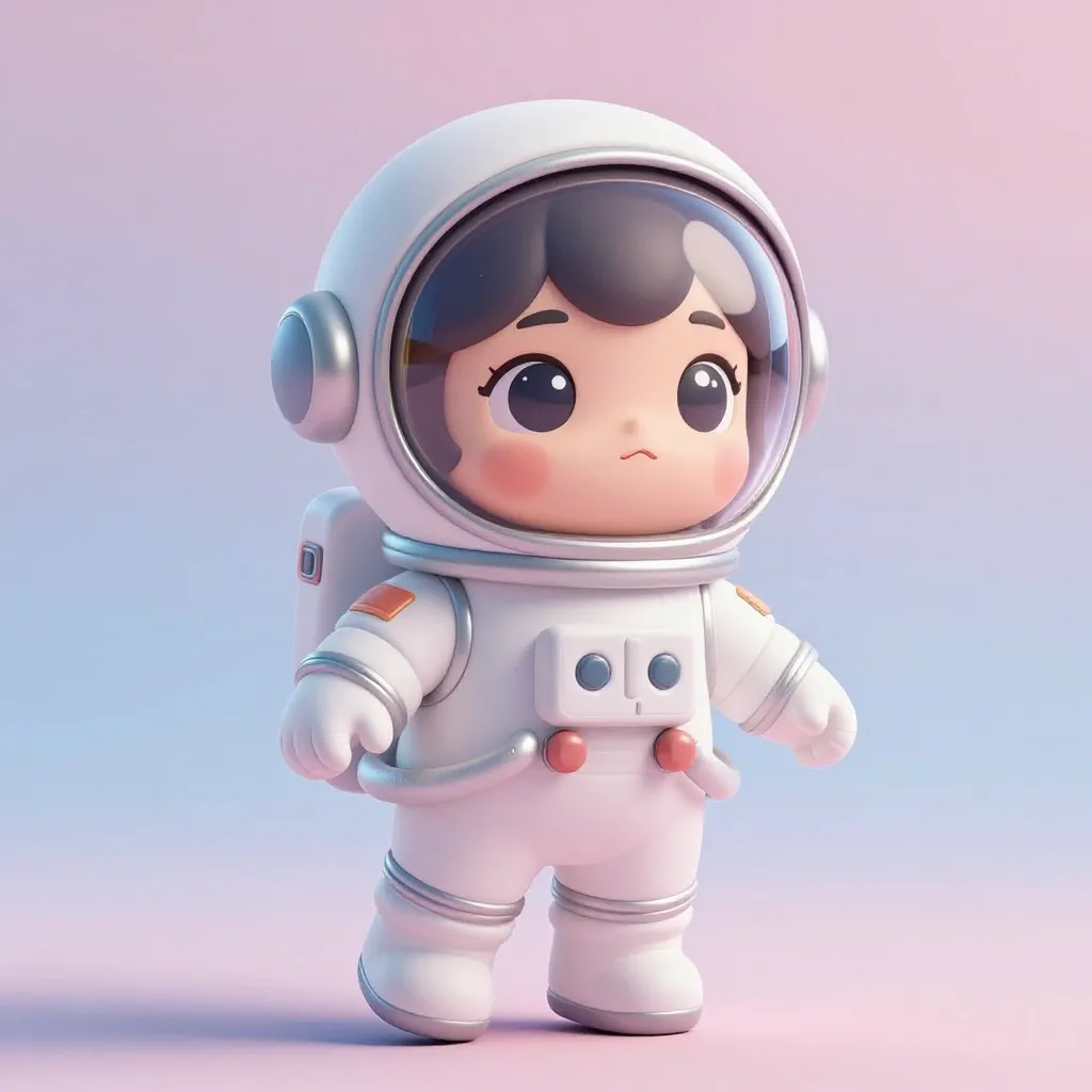 A cute chibi astronaut, cute 3D render, soft studio lighting, pastel background