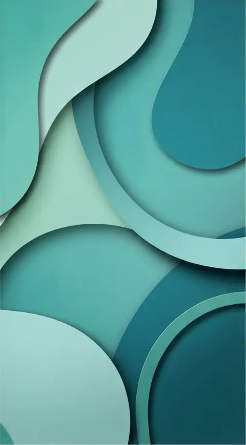 Abstract paper layers in teal, phone wallpaper, clean composition