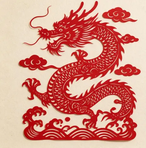 A paper cut art of a dragon, beautiful illustration
