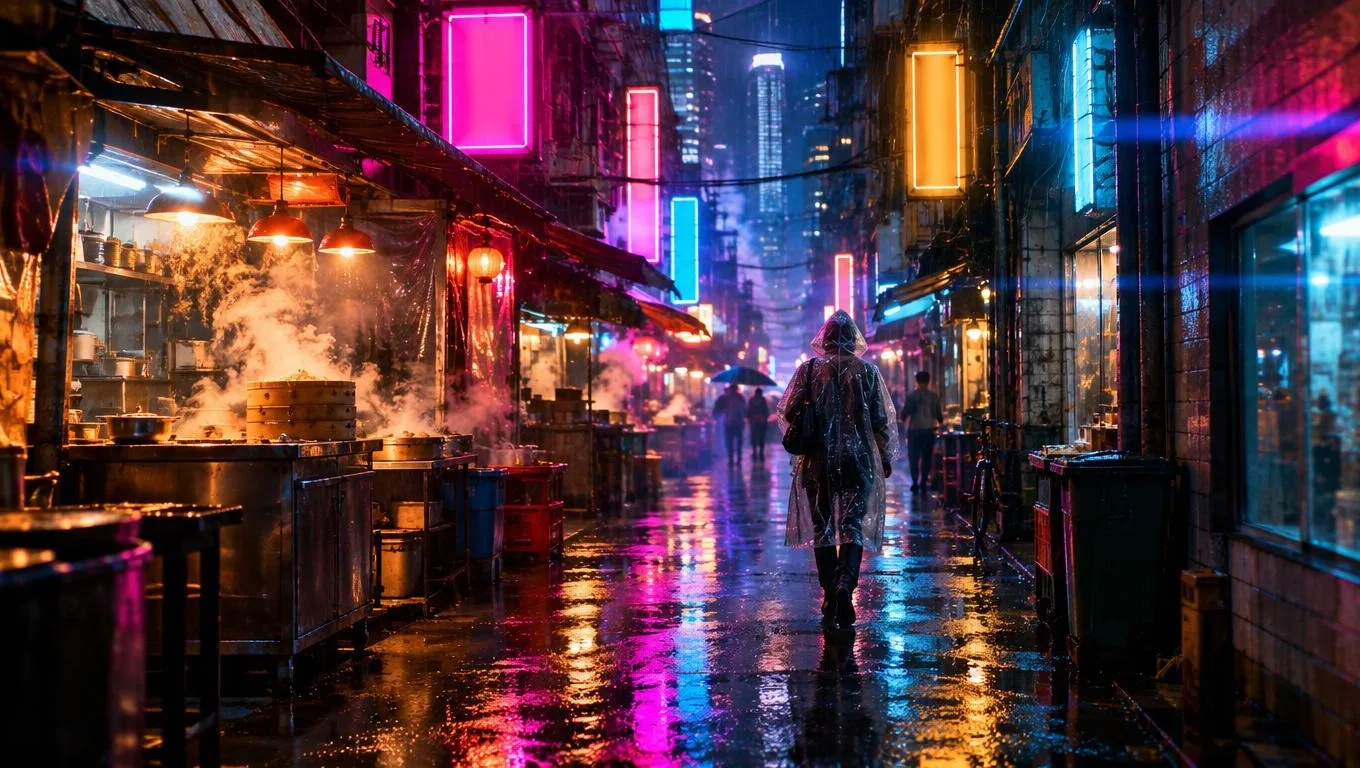 사이버펑크 네온 도시 AI 그림 생성기